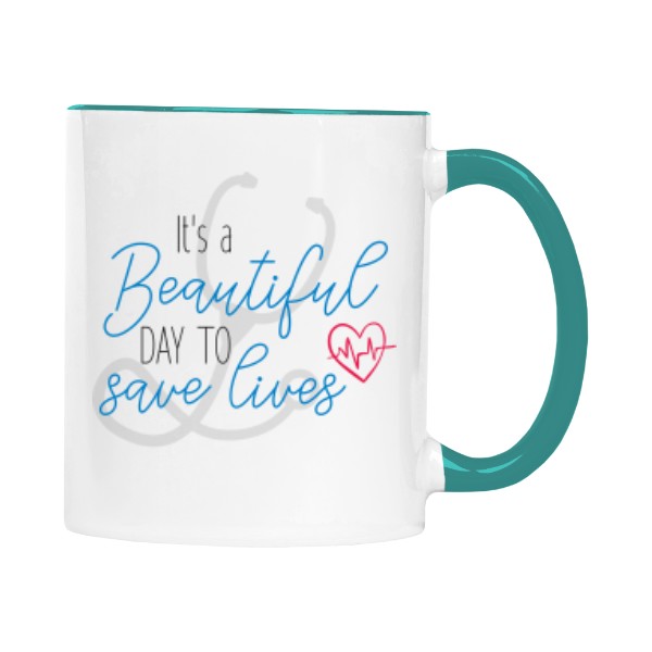Hrnek malý barevný s potiskem Beautiful day to save lives