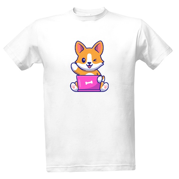 Tričko s potiskem Corgi káva