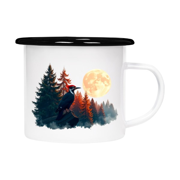 Plecháčik- smaltový lem s potlačou Datel a měsíc 