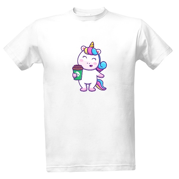 Tričko s potiskem Jednorožec káva