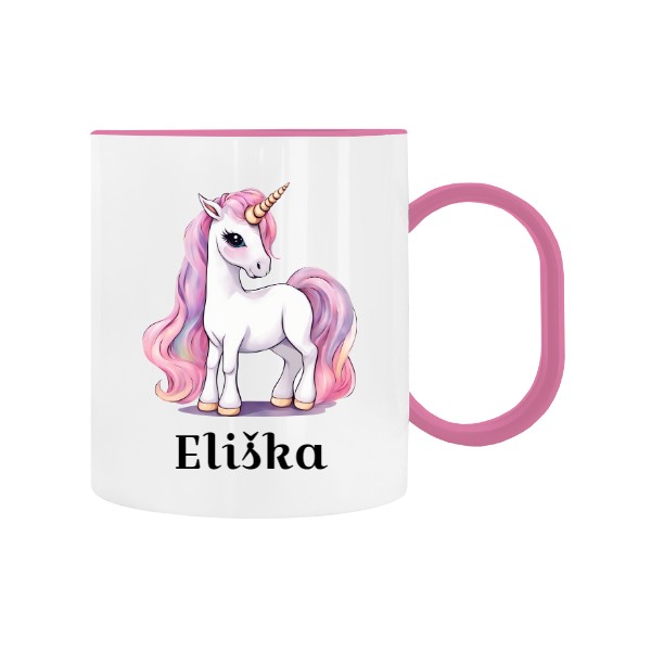 Detský hrnček plastový s potlačou jednorožec s vlastným menom