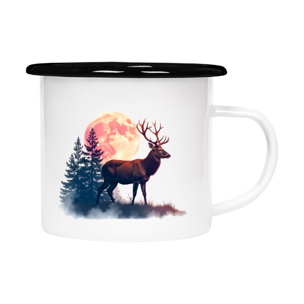 Plecháčik- smaltový lem s potlačou Jelen a měsíc 