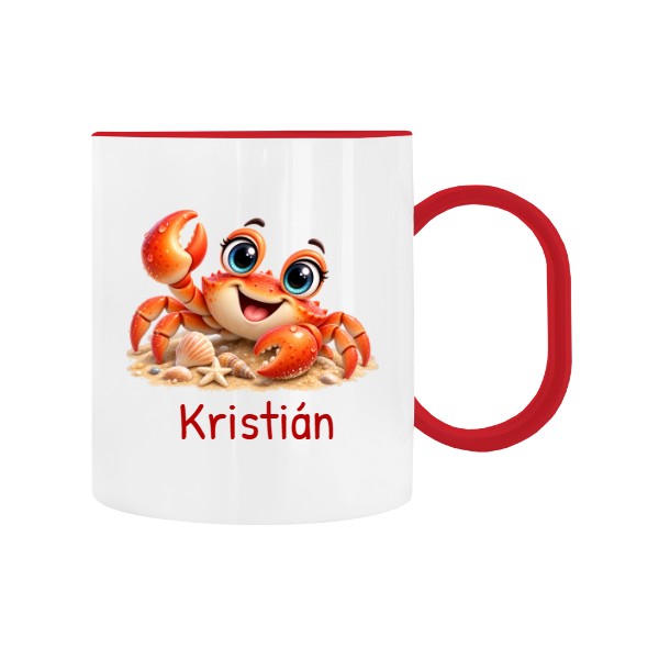 Dětský hrnek plastový  s potiskem Krab s upravitelným jménem 