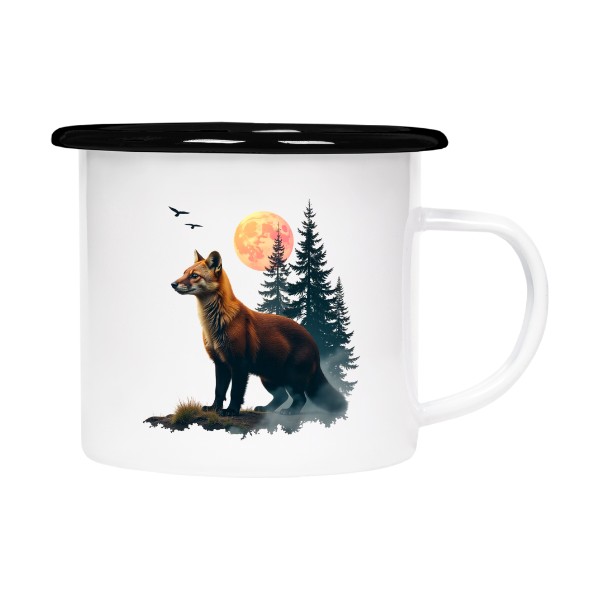 Plecháčik- smaltový lem s potlačou Kuna a měsíc 