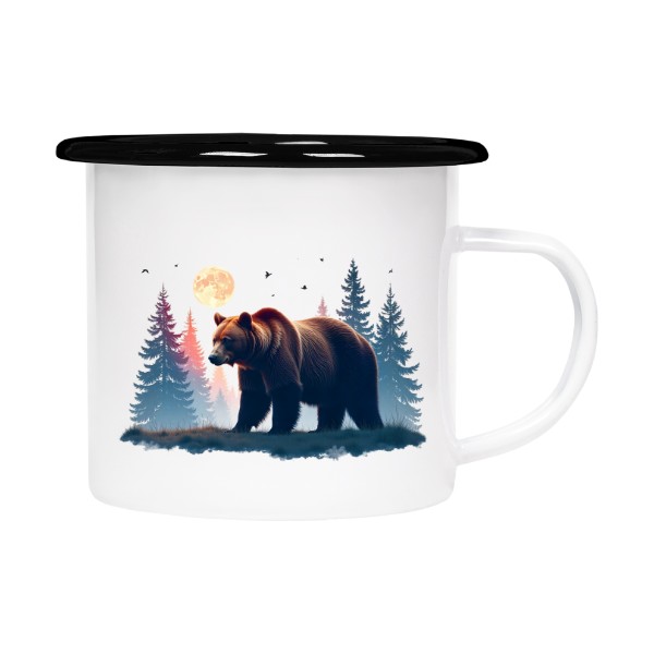 Plecháčik- smaltový lem s potlačou Medvěd a měsíc 