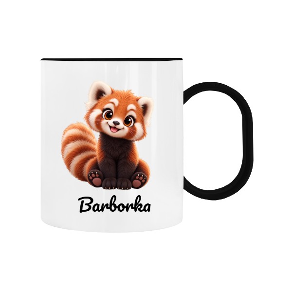 Dětský hrnek plastový  s potiskem Panda červená s upravitelným jménem