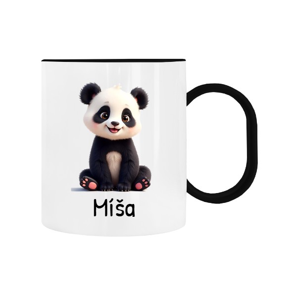 Dětský hrnek plastový s potiskem Panda se jménem 