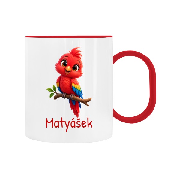 Detský hrnček plastový s potlačou Papagáj s menom