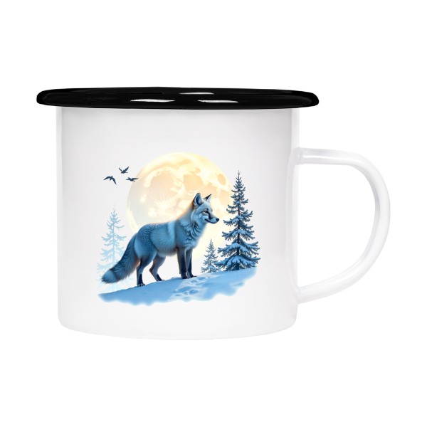 Plecháček - smaltový lem s potiskem Polární liška