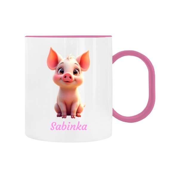 Detský hrnček plastový s potlačou Prasátko se jménem 