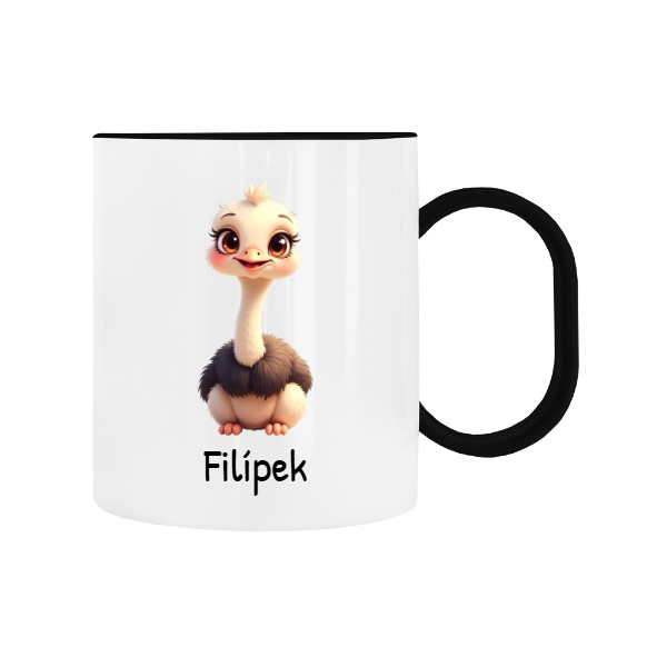 Detský hrnček plastový s potlačou Pštros se jménem