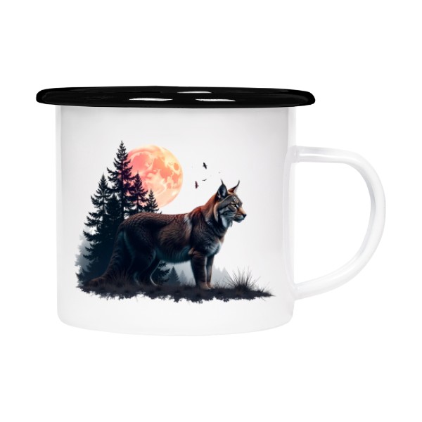 Plecháčik- smaltový lem s potlačou Rys a měsíc 