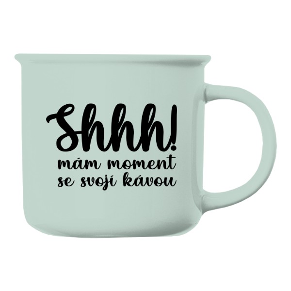 Hrnek porcelánový barevný s potiskem ShhH! mám moment