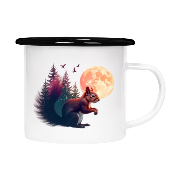 Plecháčik- smaltový lem s potlačou Veverka a měsíc