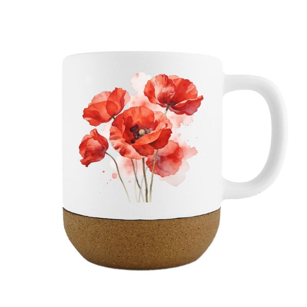 Hrnek s korkovým podstavcem s potiskem Vlčí mák 