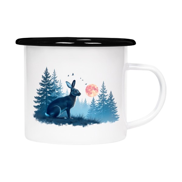 Plecháčik- smaltový lem s potlačou Zajíc a měsíc