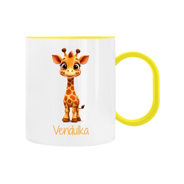 Dětský hrnek plastový s potiskem Žirafa s upravitelným jménem 